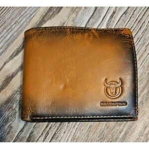 BULLCAPTAIN RFID Blocking Mens Leather Bifold Multi-card Card Holder ID Wallet